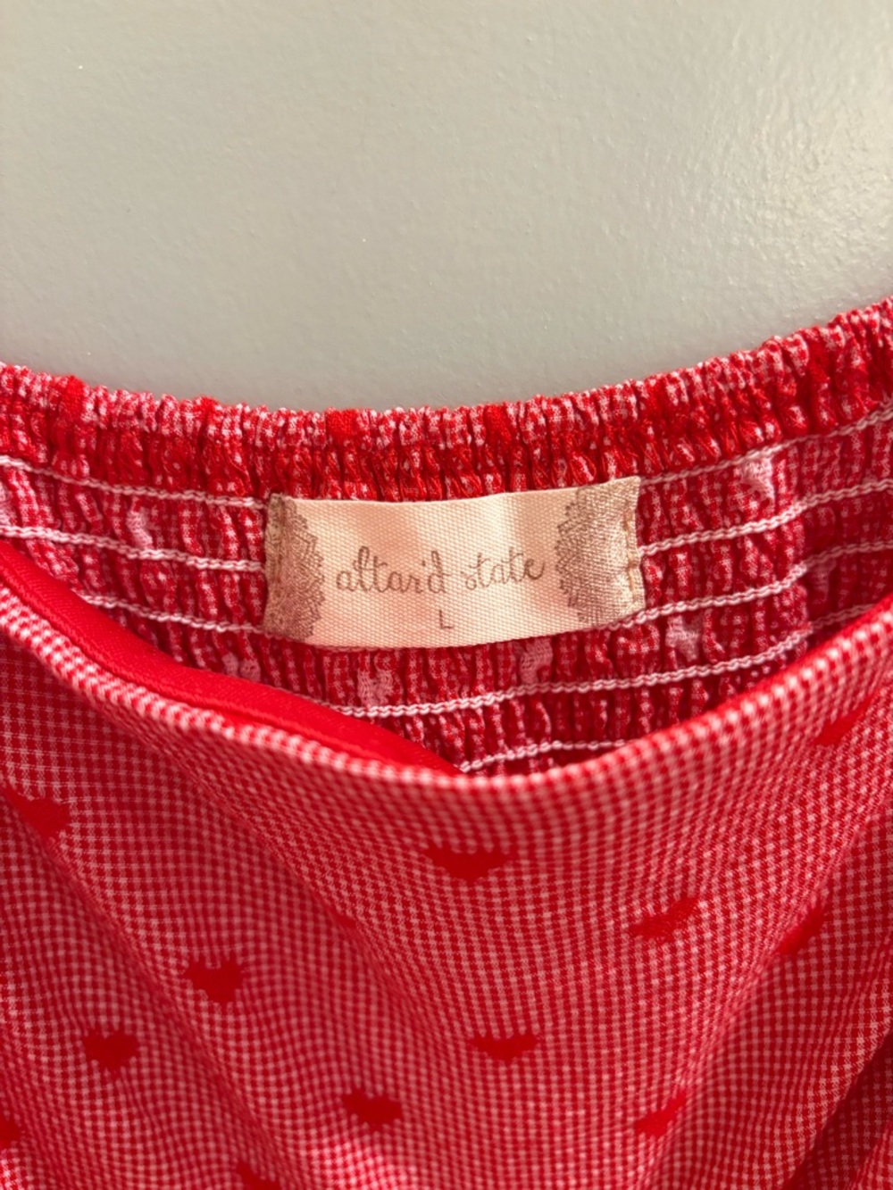 Altar'd State Red Hearts Gingham Mini Dress Coquette Soft Girl Women’s L - Picture 3 of 13